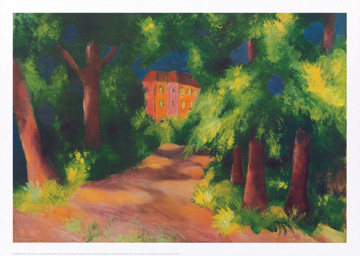 Reprodukce - Expresionismus - Rotes Haus im Park, August Macke